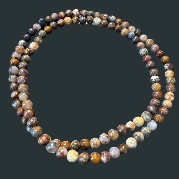 Bracelet Necklace small beaded gemstone agate Picasso Jasper 6MM gem jewelry NEW - Picture 4 of 9